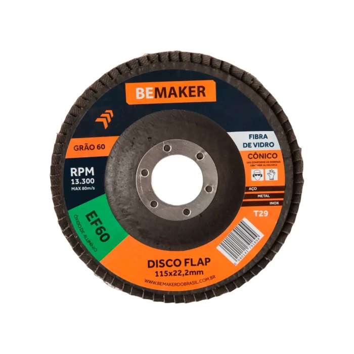 Disco Flap Cônico de Fibra de Vidro – 115x22,2mm OA 60