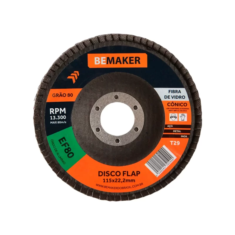 Disco Flap Cônico de Fibra de Vidro – 115x22,2mm OA 80