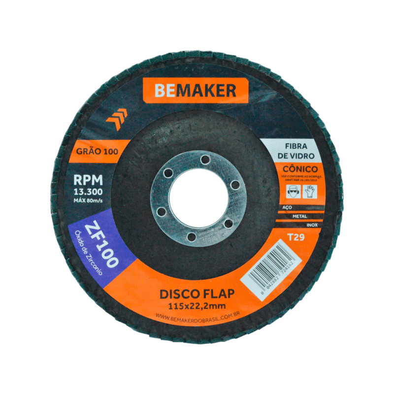 Disco Flap Cônico de Fibra de Vidro-Zircônio - 115x22,2mm ZF100
