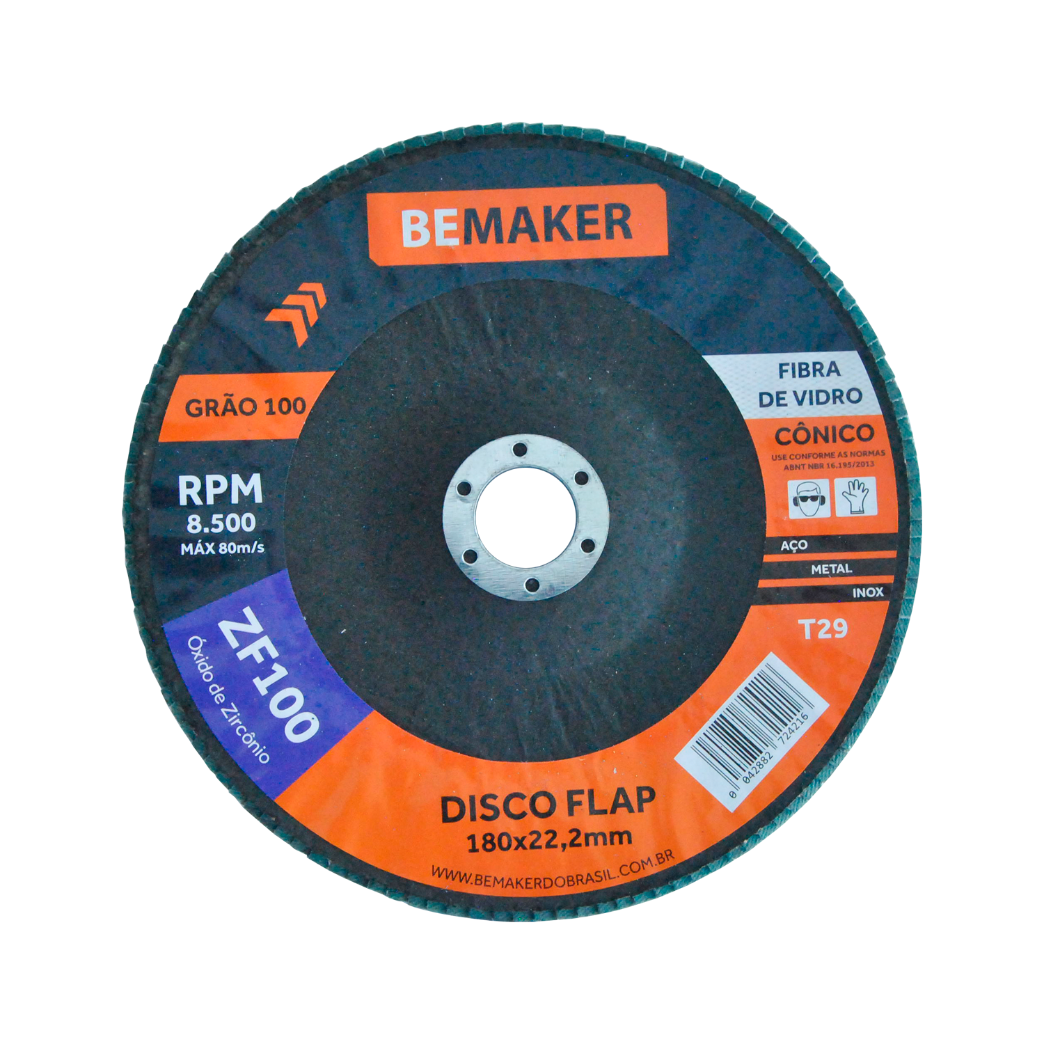 Disco Flap Cônico de Fibra de Vidro-Zircônio - 180x22,2mm ZF100