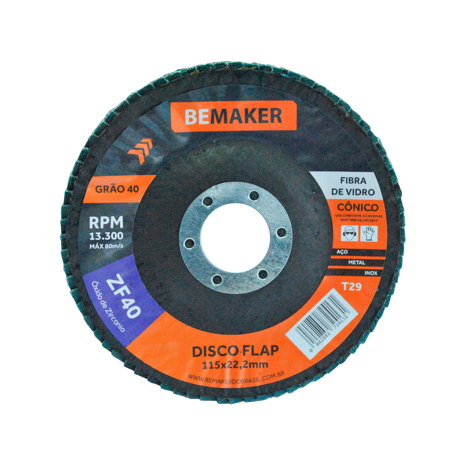 Disco Flap Cônico de Fibra de Vidro-Zircônio - 115x22,2mm ZF 40