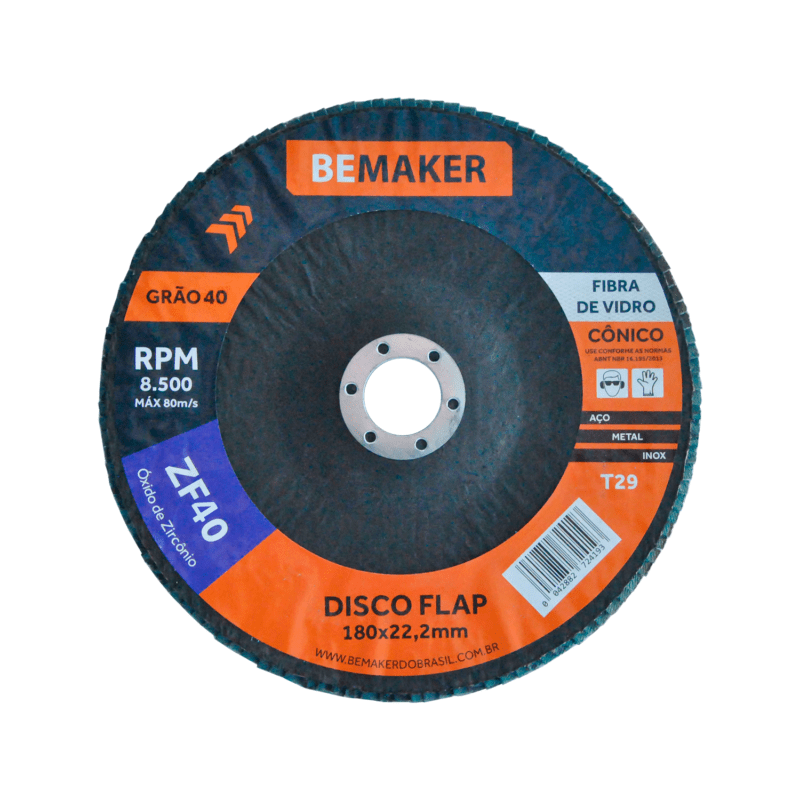 Disco Flap Cônico de Fibra de Vidro-Zircônio - 180x22,2mm ZF 40