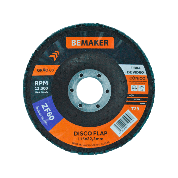 Disco Flap Cônico de Fibra de Vidro-Zircônio - 115x22,2mm ZF 60