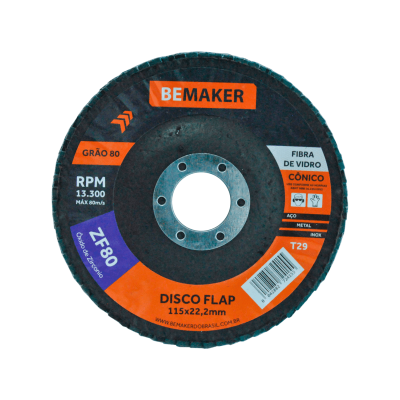 Disco Flap Cônico de Fibra de Vidro-Zircônio - 115x22,2mm ZF 80