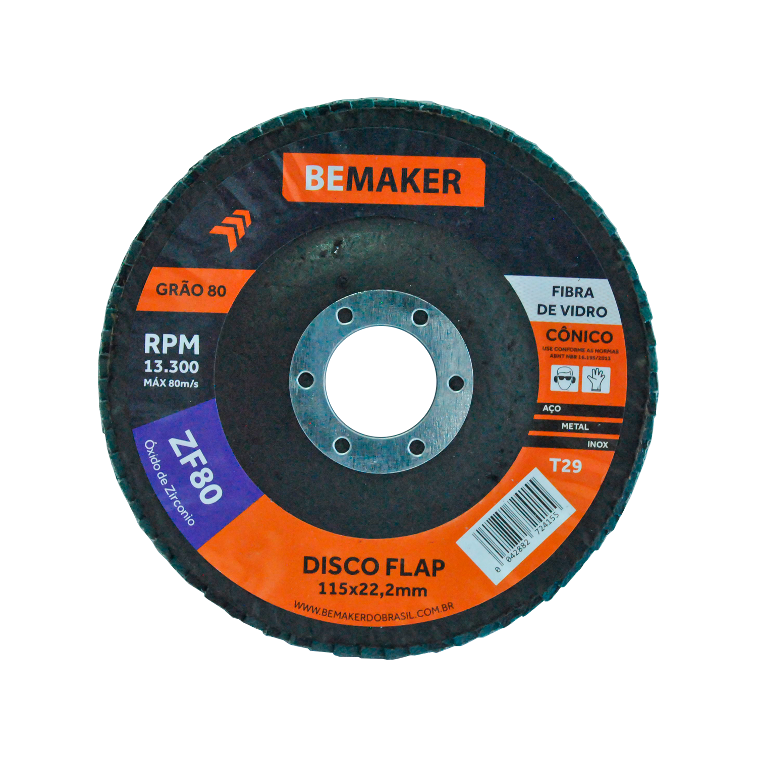 Disco Flap Cônico de Fibra de Vidro-Zircônio - 115x22,2mm ZF 80