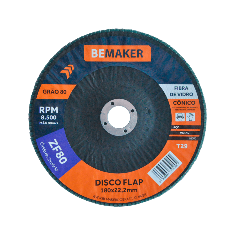 Disco Flap Cônico de Fibra de Vidro-Zircônio - 180x22,2mm ZF 80