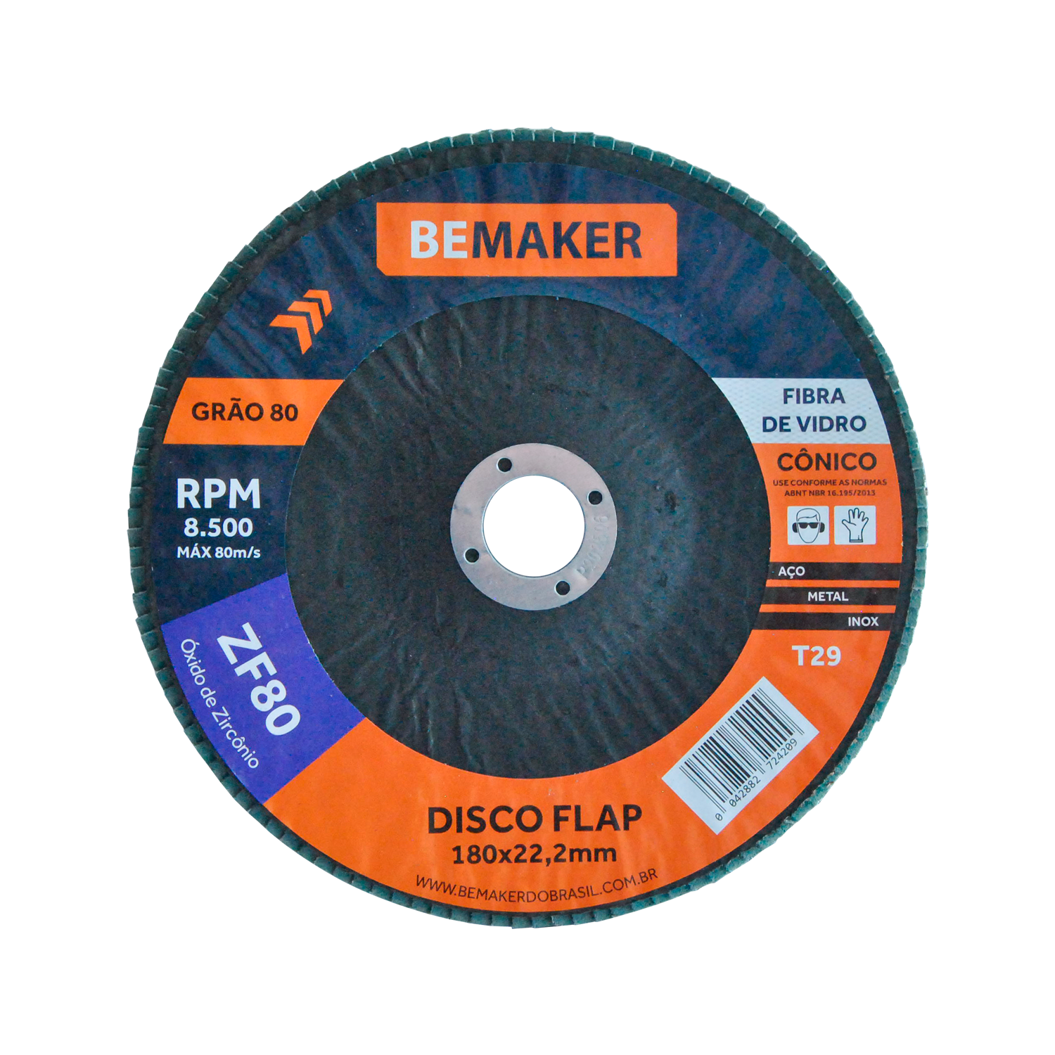 Disco Flap Cônico de Fibra de Vidro-Zircônio - 180x22,2mm ZF 80
